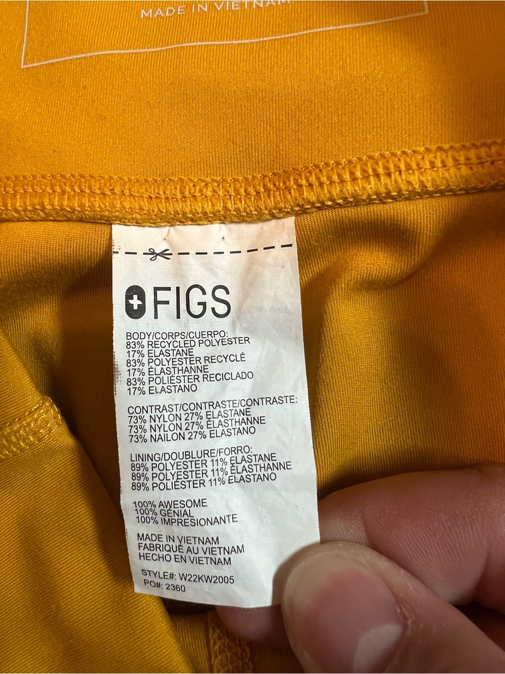 FIGS Underscrub Leggings Mustard Yellow Size Large - Picture 5 of 7